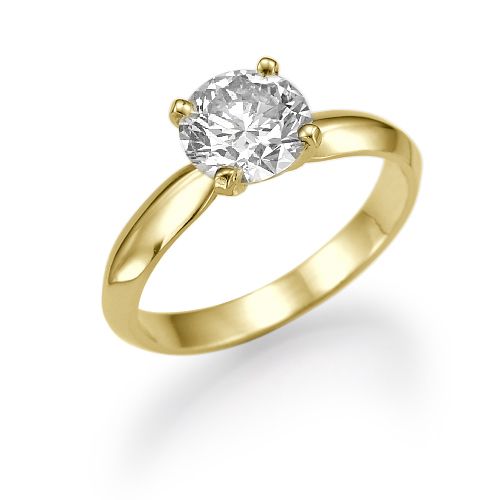 טבעת אירוסין סוליטר זהב צהוב "מדונה"