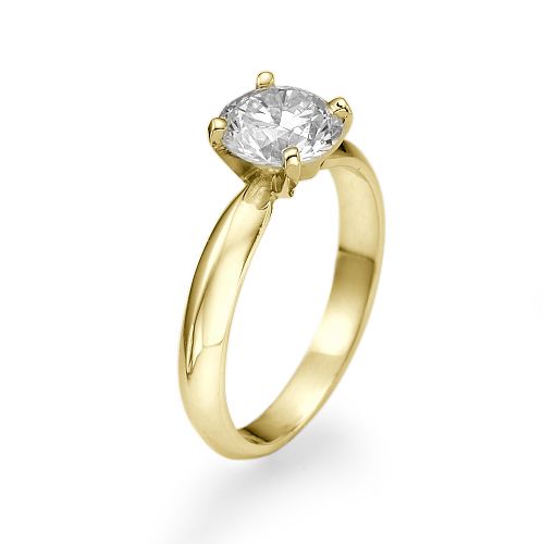 טבעת אירוסין סוליטר זהב צהוב "מדונה"