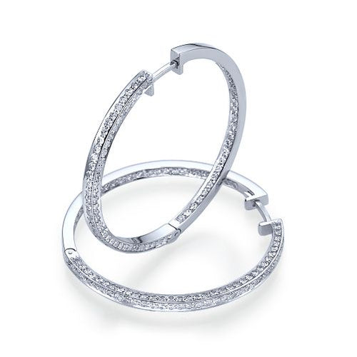 עגילי חישוק יהלומים מזהב