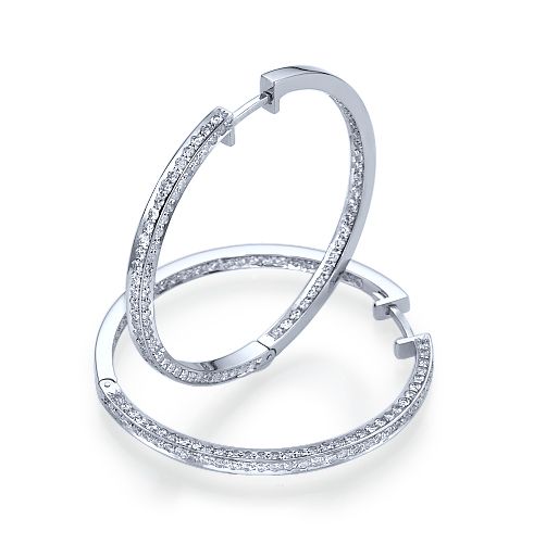 עגילי חישוק יהלומים מזהב