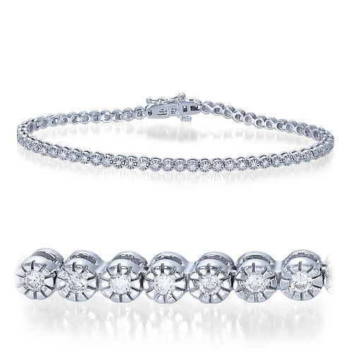 צמיד טניס 1 קראט עיגולים מזהב לבן משובץ יהלומים טבעיים בכל החוליות