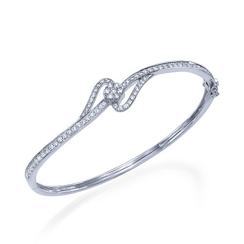 צמיד זהב צהוב עם יהלומים טבעיים בעיצוב מפותל ייחודי ובולט על היד