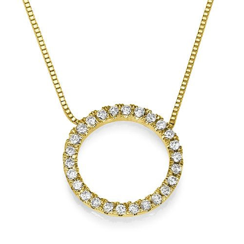 שרשרת מעגל החיים זהב לבן עם יהלומים טבעיים במשקל כולל 0.25 קראט