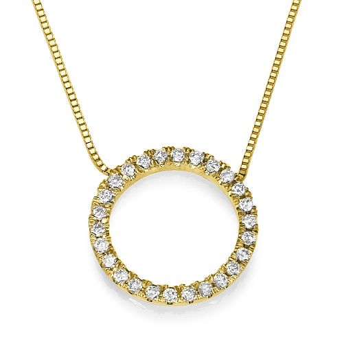 שרשרת מעגל החיים זהב לבן עם יהלומים טבעיים במשקל כולל 0.25 קראט