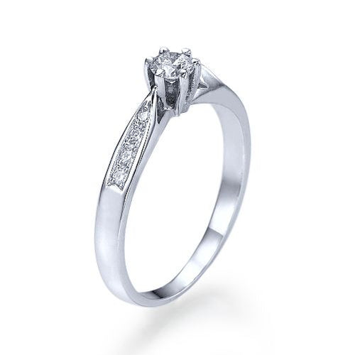 טבעת אירוסין סוליטייר זהב לבן "קלי"