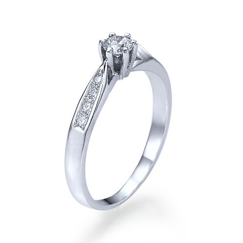 טבעת אירוסין סוליטייר זהב לבן "קלי"