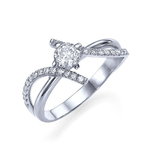 טבעת אירוסין טוויסט זהב לבן "מייגן"