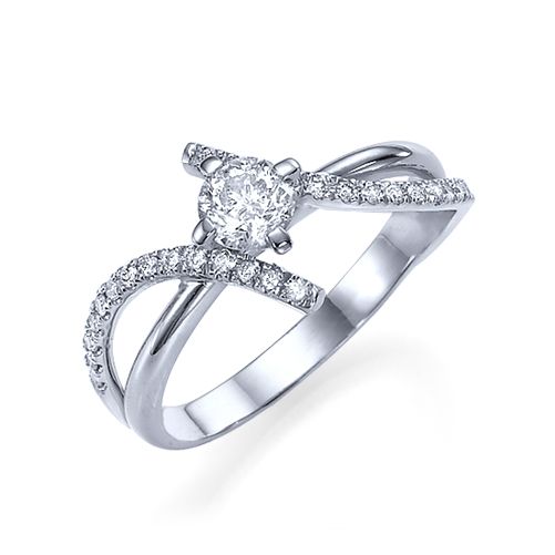 טבעת אירוסין טוויסט זהב לבן "מייגן"