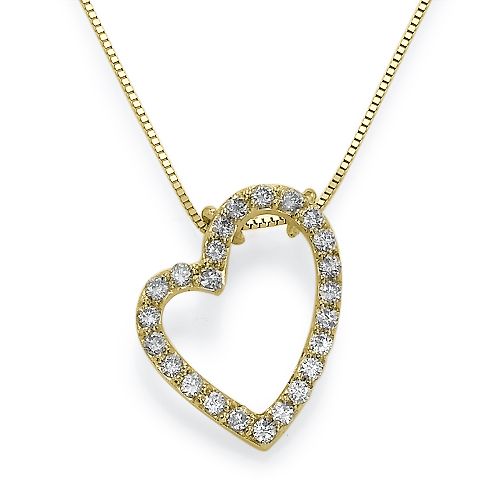 שרשרת זהב עם תליון לב משובץ יהלומים טבעיים במשקל כולל 0.40 קראט