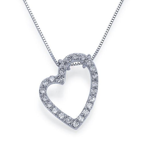 שרשרת זהב עם תליון לב משובץ יהלומים טבעיים במשקל כולל 0.40 קראט