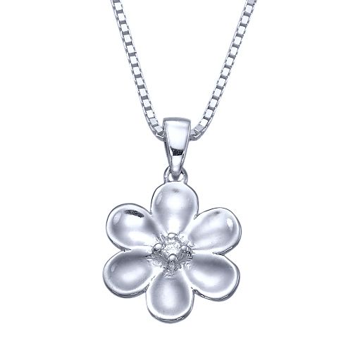 שרשרת זהב עם תליון פרח ויהלום טבעי במרכז מזהב צהוב או זהב לבן