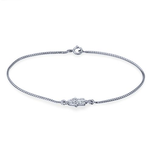 צמיד חמסה מזהב המשובץ יהלומים טבעיים במשקל כולל של 0.15 קראט