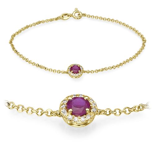 צמיד רובי ויהלומים