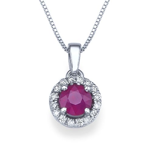 שרשרת יהלום עם תליון יהלום ואבן רובי אדומה