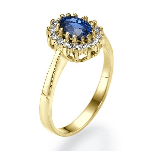 טבעת אירוסין זהב צהוב הנסיכה דיאנה העיצוב המקורי של הנסיכה