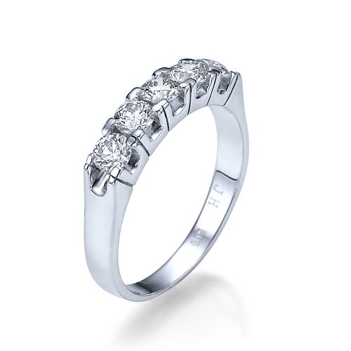 טבעת 5 יהלומים 1 קראט