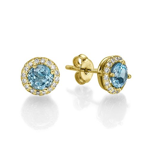 עגילי בלו טופז היילו צמודים לאוזן