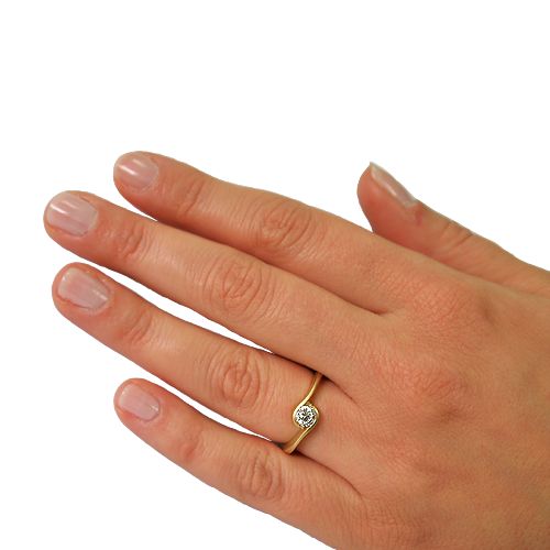 טבעת אירוסין סוליטר זהב צהוב "קרן"