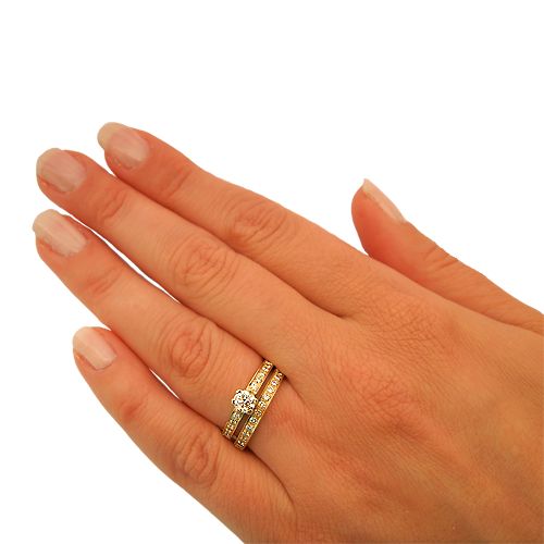 סט טבעות אירוסין זהב צהוב "ורוניק"