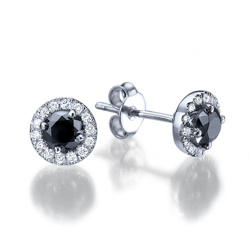 עגילי יהלומים שחורים ולבנים