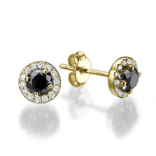 עגילי יהלומים שחורים ולבנים