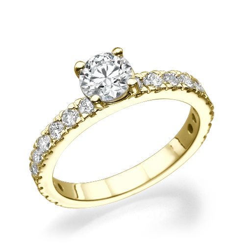 טבעת יהלומים זהב צהוב "בר"