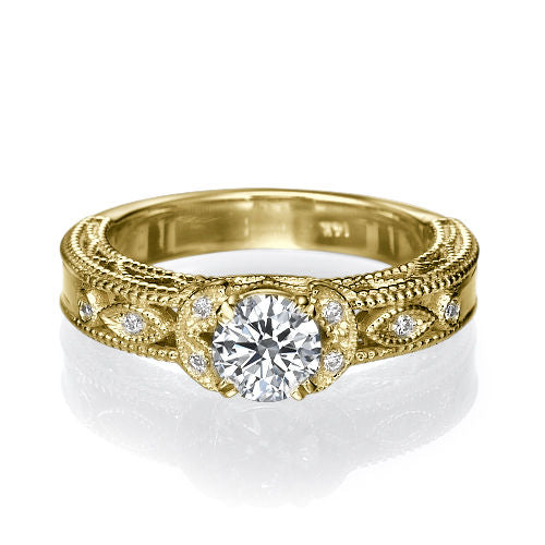 טבעת יהלומים "ליז" בעיצוב עתיק ומיוחד