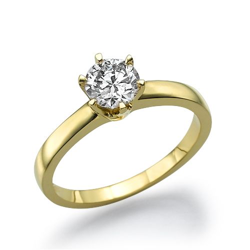 טבעת אירוסין סוליטר זהב צהוב "יולי"