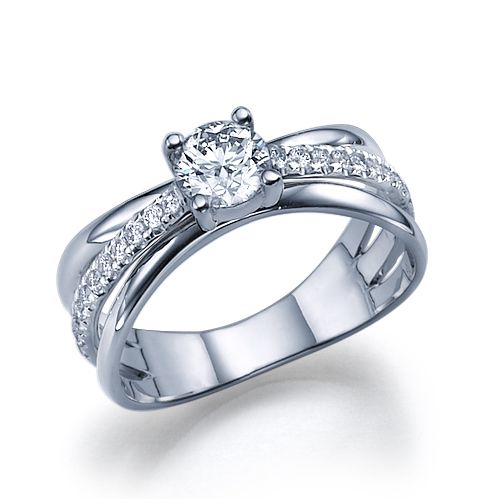 טבעת אירוסין זהב לבן "קמרון" טוויסט