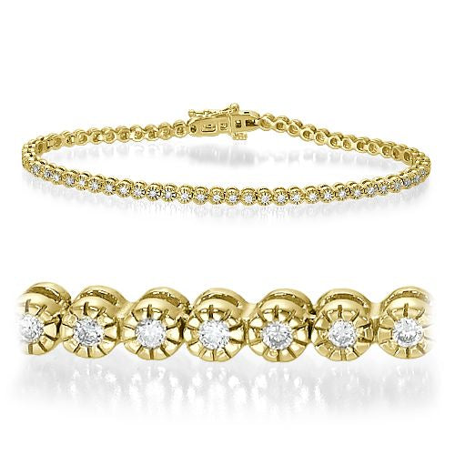 צמיד טניס פיירו מילאנו מזהב צהוב משובץ יהלומים טבעיים בחוליות עגולות