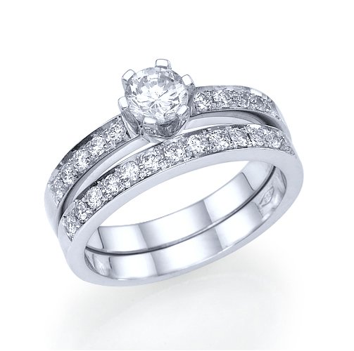 סט טבעות אירוסין זהב לבן "ורוניק"