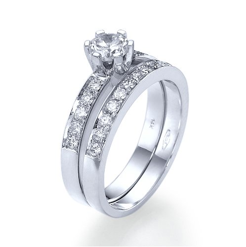 סט טבעות אירוסין זהב לבן "ורוניק"