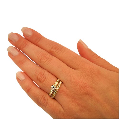 סט טבעות אירוסין זהב לבן "ורוניק"