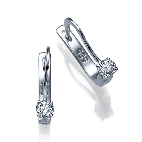 עגילי זהב תלויים עם יהלום סוליטר