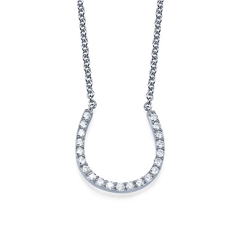 שרשרת פרסה משובצת יהלומים טבעיים 0.25 קראט למראה שמביא מזל