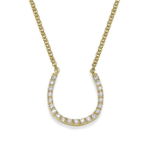 שרשרת פרסה משובצת יהלומים טבעיים 0.25 קראט למראה שמביא מזל