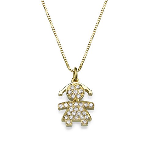 תליון יהלום עם זהב "ילדה" 0.25 קראט