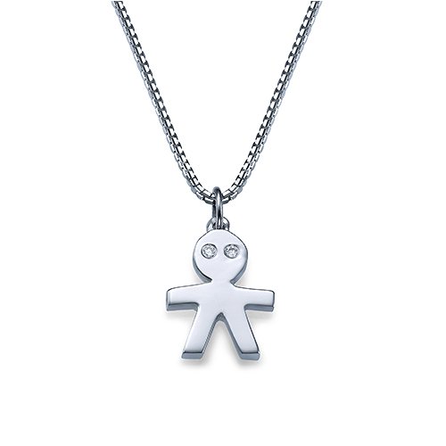 שרשרת יהלום מזהב עם תליון ילד משובץ יהלומים