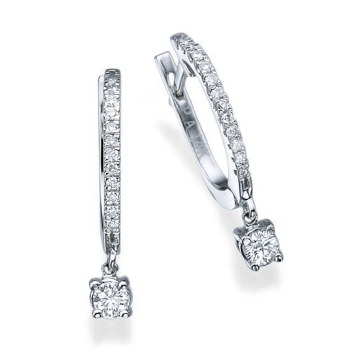 עגילי יהלומים נופלים עם יהלום מתנדנד