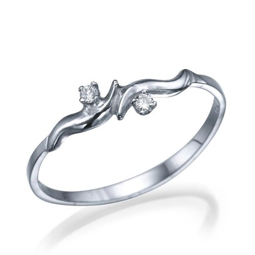 טבעת יהלומים "ברברה" זהב לבן בעיצוב עדין