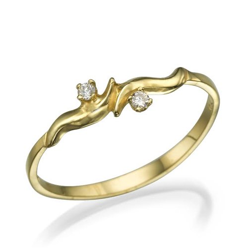 טבעת אירוסין משובצת יהלומים "ברברה" זהב צהוב