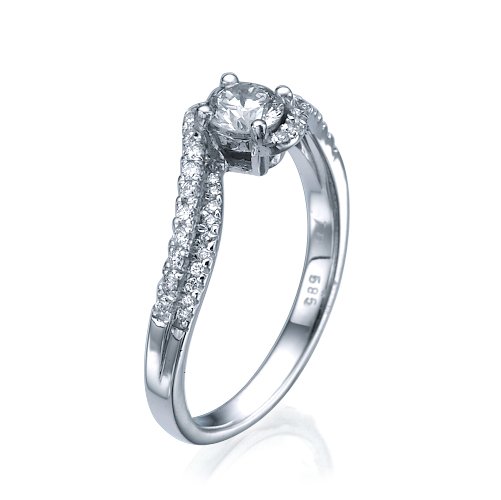 טבעת אירוסין סנדרה זהב לבן בעיצוב יוקרתי