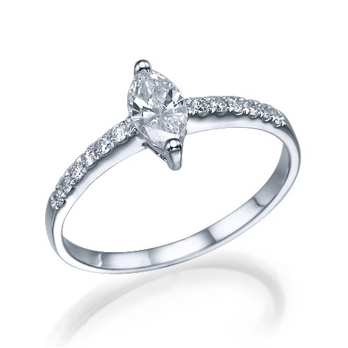 טבעת יהלומים "אלזה" מרקיזה זהב לבן