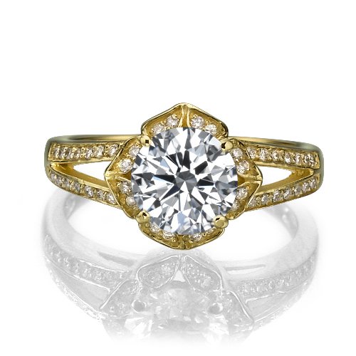 טבעת יהלומים זהב צהוב "גבריאלה" בעיצוב וינטאג'