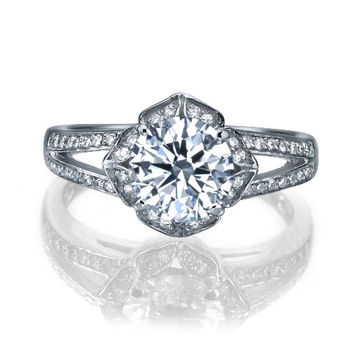 טבעת אירוסין זהב לבן "גבריאלה" בעיצוב וינטאג'