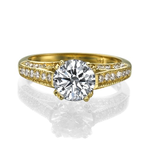 טבעת יהלומים זהב צהוב "יסמין"