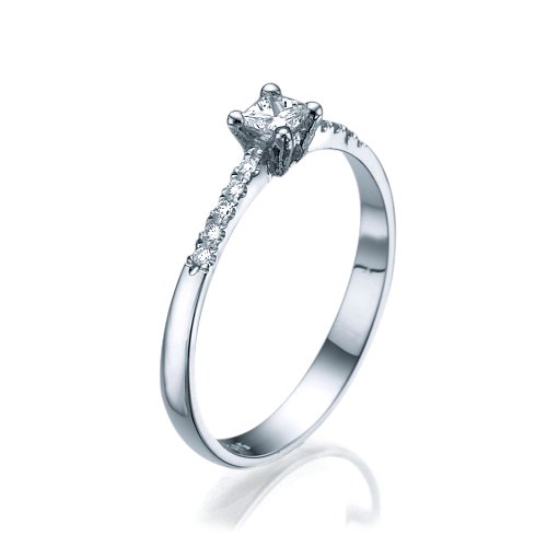 טבעת אירוסין  יהלומים לוסי זהב לבן