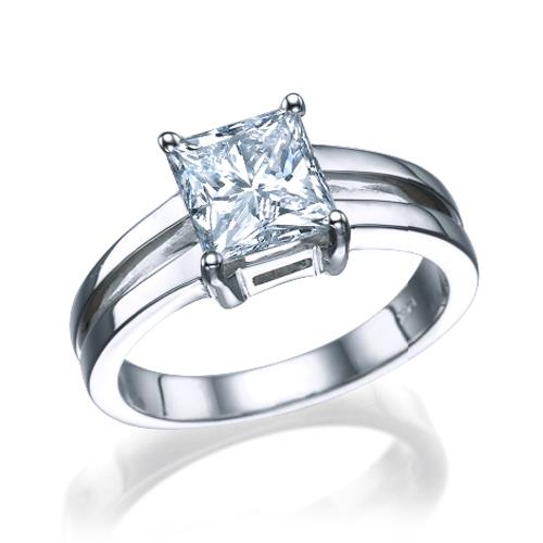 טבעת יהלום "קרולינה" זהב לבן