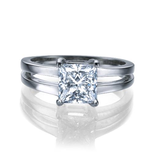 טבעת יהלום "קרולינה" זהב לבן