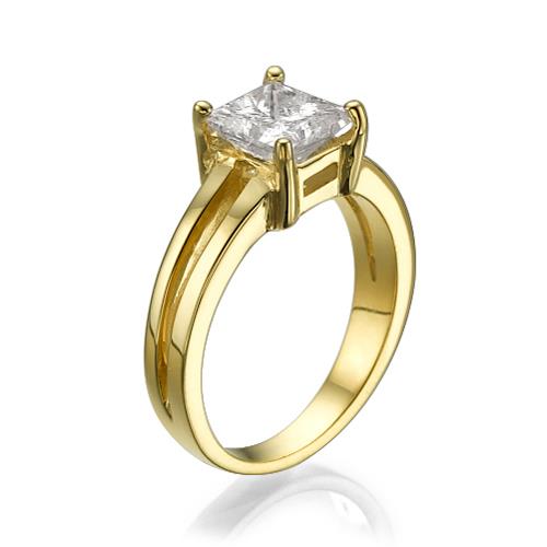 טבעת יהלום "קרולינה" זהב צהוב